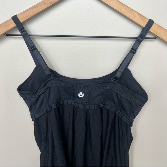 Lululemon Black Pritti Ruffle Tank Size 4 Athletic Shirt Built in Sports Bra - Picture 5 of 11